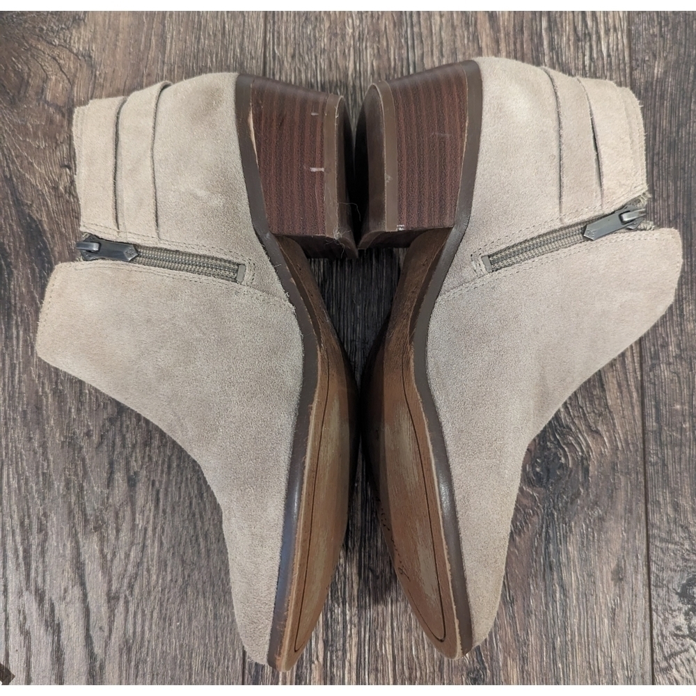 Sam Edelman Grey Leather Suede Petal Heeled Ankle Boots Size 7 - Picture 4 of 11